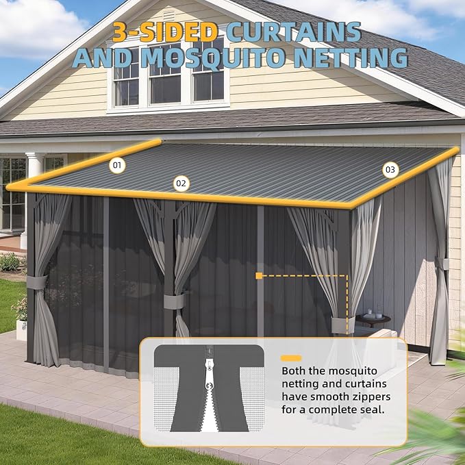 AECOJOY 20'x10' Outdoor Hardtop Metal Gazebo - Image 4