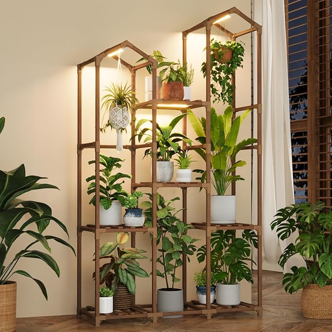 Bamworld Plant Stand with Grow Light Corner Plant Shelf Indoor with Lights Tall by Bamworld