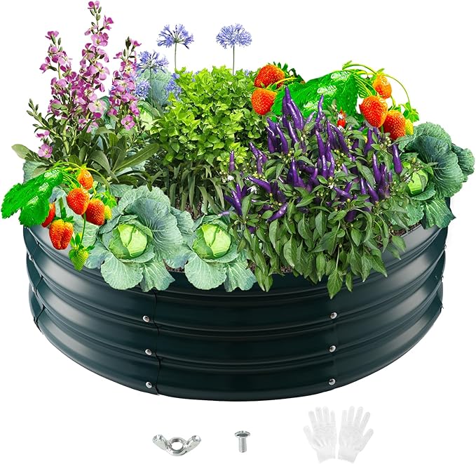 Durable Round Steel Raised Garden Bed Painted by zbzbml