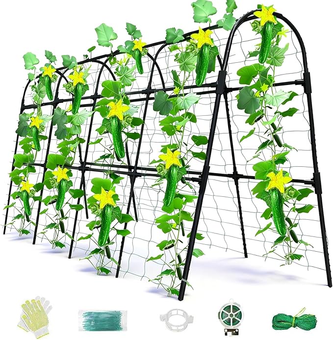 Cucumber Trellis for Raised Bed, U-Shape Garden Arch Metal Support for Climbing by Laodier