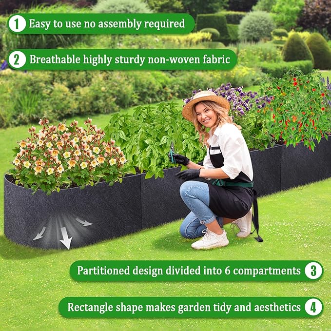 POILKMNI 12x2x1ft Oval Fabric Raised Garden Bed - Image 4