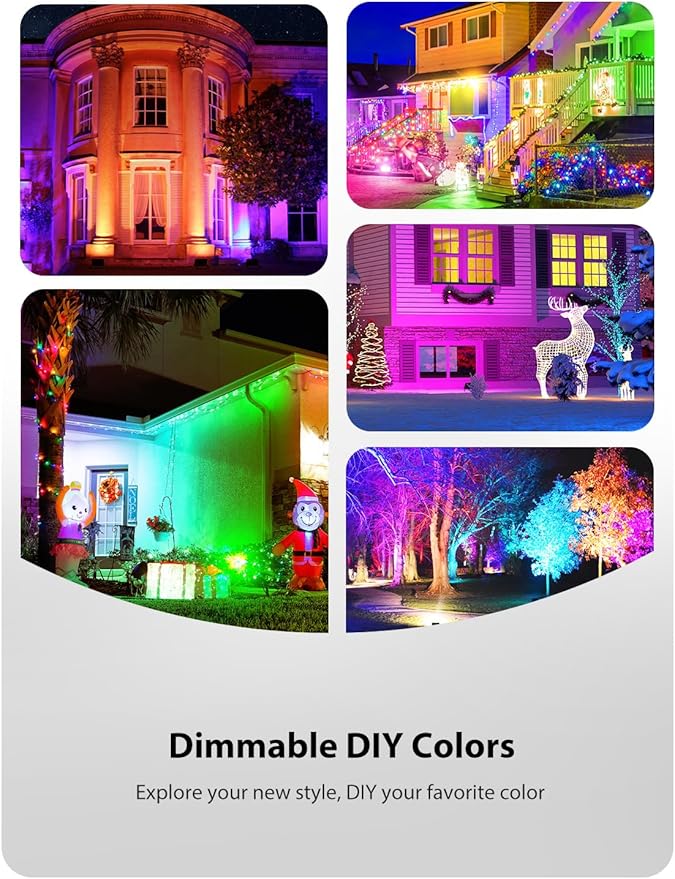 Onforu 2 Pack LED RGBW Flood Lights Outdoor 70W, 2700K Warm White Dimmable - Image 3