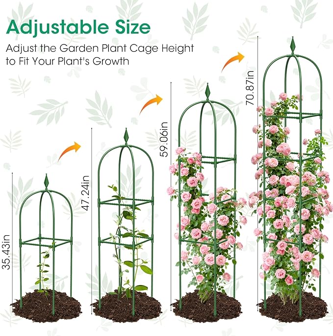2 Pack Garden Obelisk Trellis for Climbing Plants, Tower Potted Cages for - Image 2