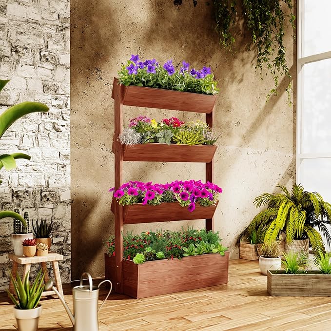 Wooden Vertical Raised Garden Bed, 4 Tier Garden Planters Raised Beds - Image 9