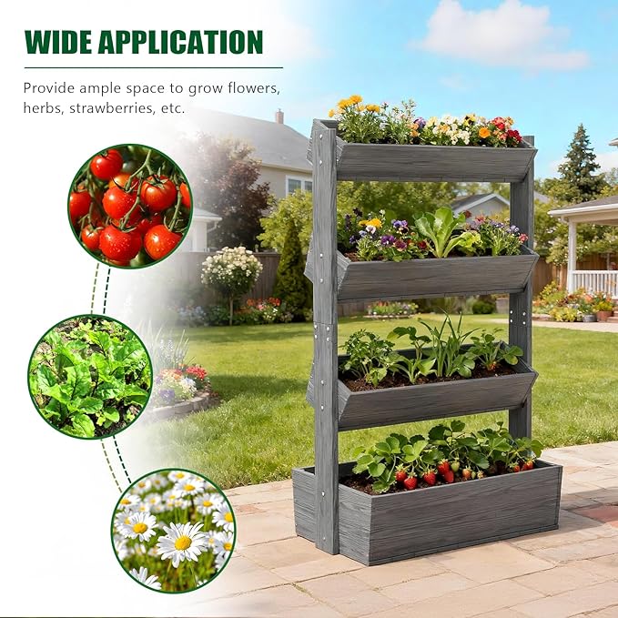 Wooden Vertical Raised Garden Bed, 4 Tier Garden Planters Raised Beds - Image 3