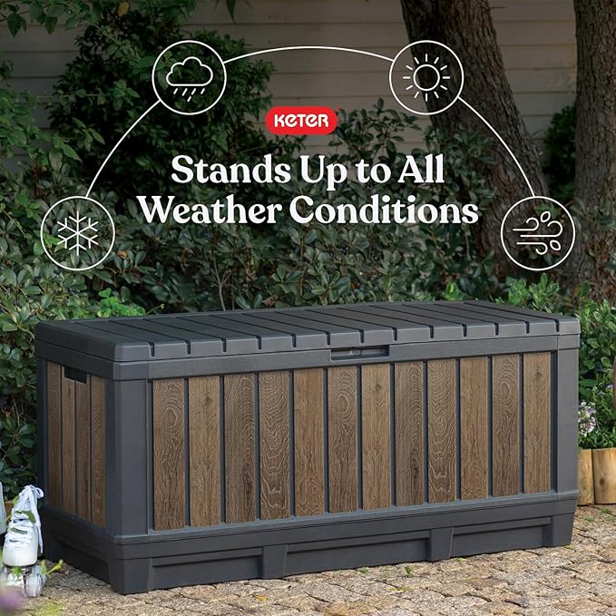 Keter Signature Collection 92 Gallon Resin Deck Box Organization and Storage Box - Image 3