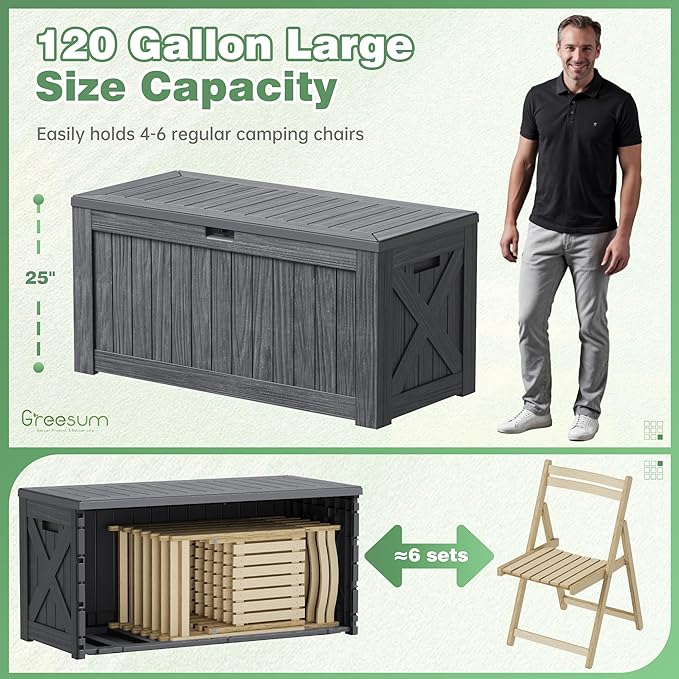 Greesum Outdoor Storage Box 120 Gallon Storage Bin - Image 5