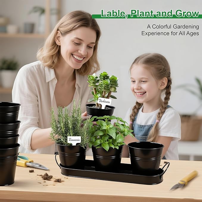 Herb Garden Planter Indoor Kit – 6 Metal Pots - Image 7