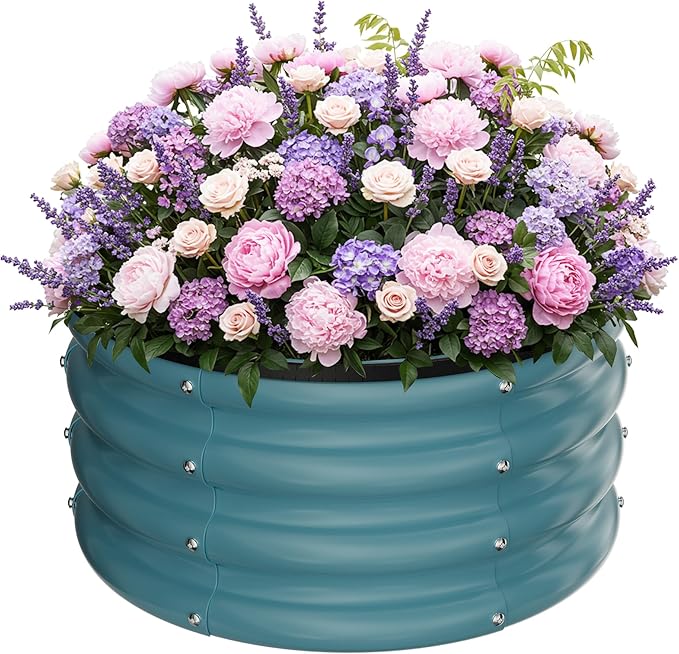 ZXZYHFTY Round Galvanized Raised Garden Bed kit, Round Large Metal Raised by ZXZYHFTY