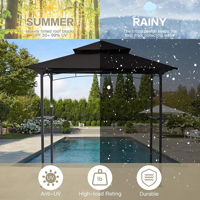 AECOJOY 8' x 5' Outdoor Grill Gazebo, BBQ Canopy - Image 3