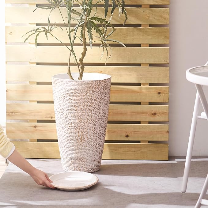 VEVOR Set of 2 Tall Outdoor Planters 21" H, Round Large Planters - Image 8