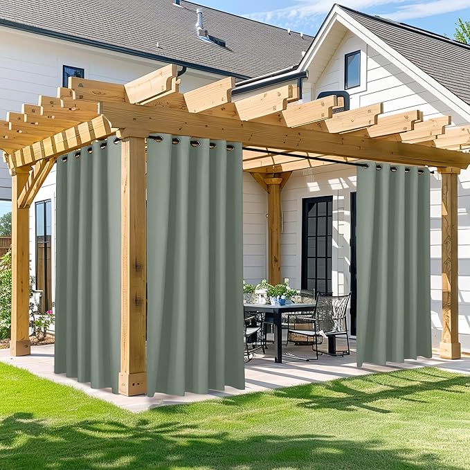 NICETOWN Outdoor Curtain for Patio Waterproof, W66 x L95 inch Sun Blocking UV by NICETOWN