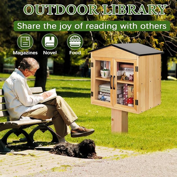 Outdoor Library Outdoor Book Box Storage Small Wooden Cabinet Little Literature - Image 7