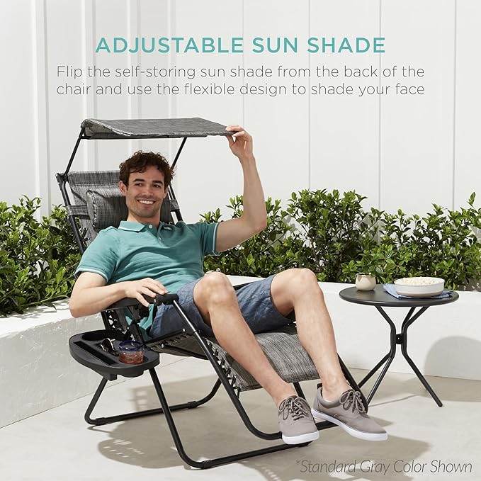Best Choice Products 30” Wide Folding Zero Gravity Outdoor Recliner Patio - Image 5