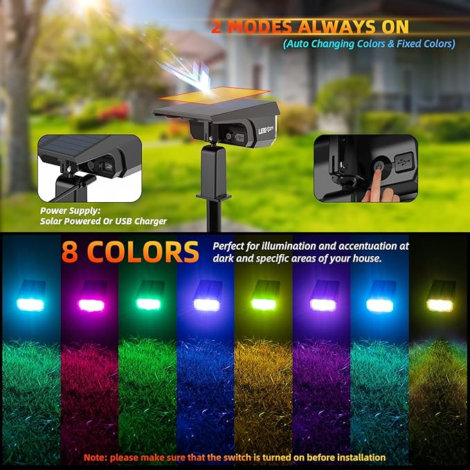 Solar Outdoor Lights, 40 LEDs Color Changing RGB Solar Landscape Path Lights - Image 4