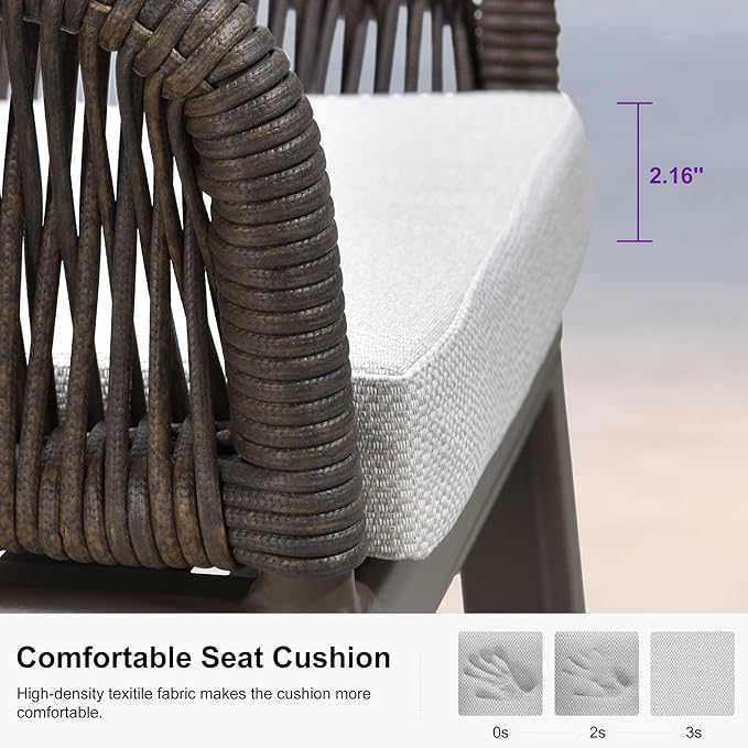 PURPLE LEAF Outdoor Wicker 29" Bar Stools Set of 2, Boho Patio Bar Height Chair - Image 6