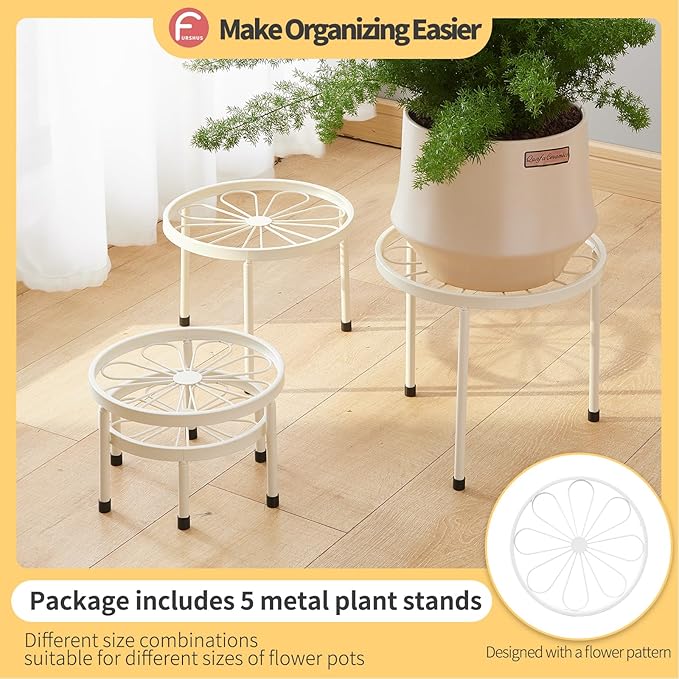 Plant Stand, 5 Pack Heavy Duty Flower Pot Stands, Metal Decoration Racks - Image 2