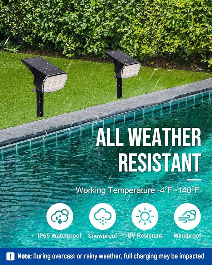 Solar spotlights Outdoor 63 LED 3 Lighting Modes, IP65 Waterproof Lighten Yard - Image 3