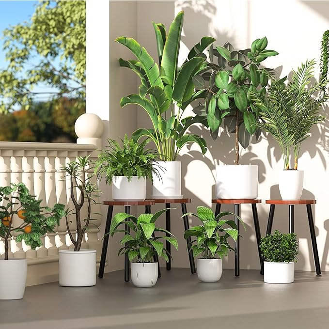 2-Pack Wood Plant Stands Indoor, 16.7" Tall Plant Stand Outdoor Mid-Century - Image 6