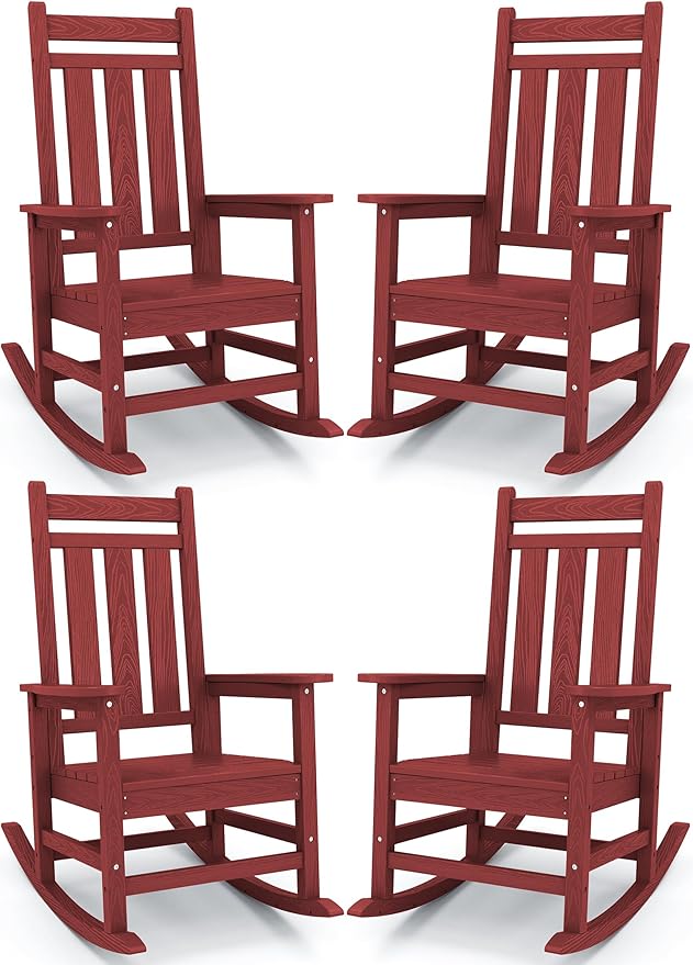 KINGYES Oversized Outdoor Rocking Chair Set of 4, All-Weather Patio Rocking by KINGYES