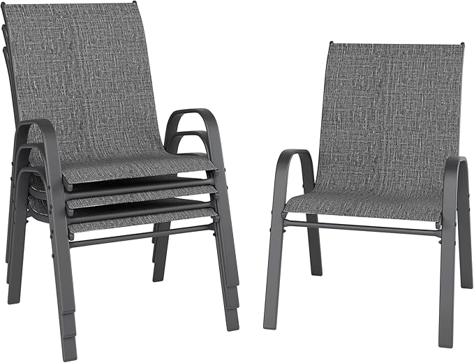 Patio Chairs Set of 4, Stackable Outdoor Dining Chairs by furniture