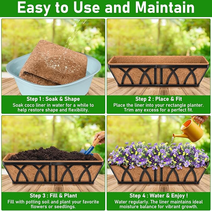 Riare 4 Pack 24 Inch Rectangle Coconut Liners - Image 4
