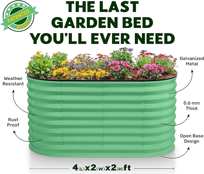 Plant & Plot Galvanized Raised Garden Beds Outdoor // 4×2×2 ft Planter Raised - Image 5