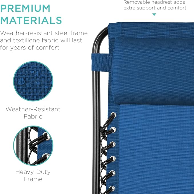 Best Choice Products Set of 2 Adjustable Steel Mesh Zero Gravity Lounge Chair - Image 6