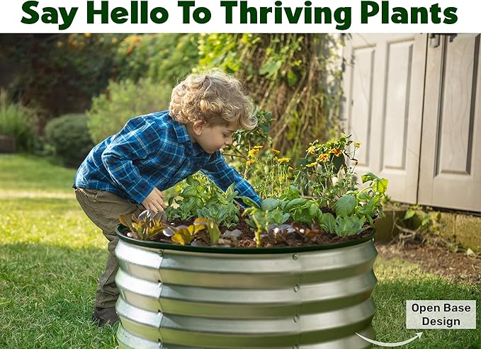 Round Galvanized Raised Garden Bed // 2×2×1 ft Galvanized Raised Garden Beds - Image 3