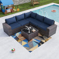 Kullavik 6PCS Outdoor Patio Furniture Set PE Wicker Rattan Sectional Sofa Patio by KULLAVIK