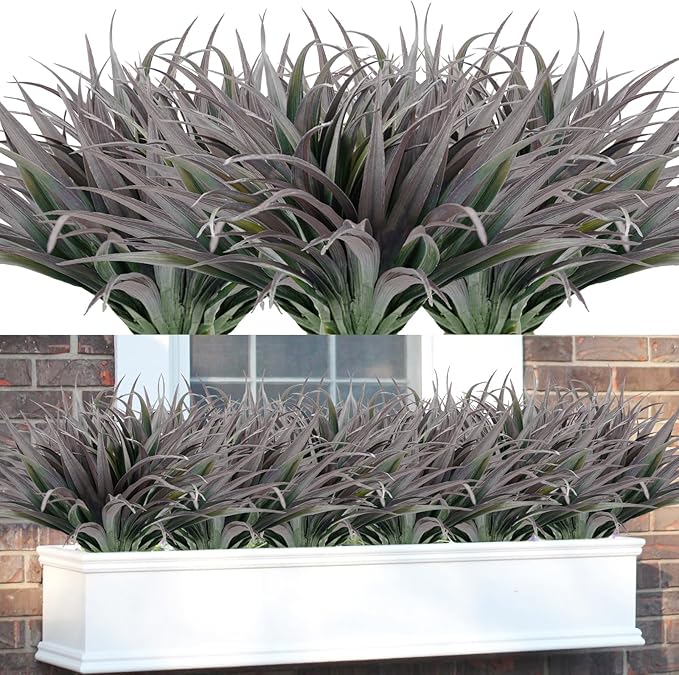 16Pcs Artificial Grass Fake Plants 17.3in Outdoor Plants UV Resistant Faux by Phliofd