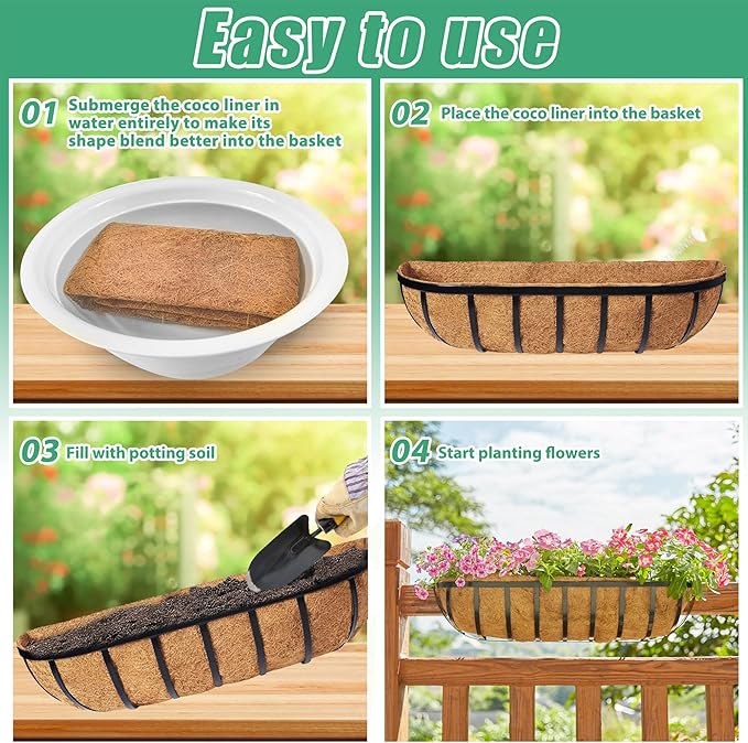 Y&M 48" Coco Liner for Window Box Deck Basket Planter Trough Coconut Fiber - Image 4
