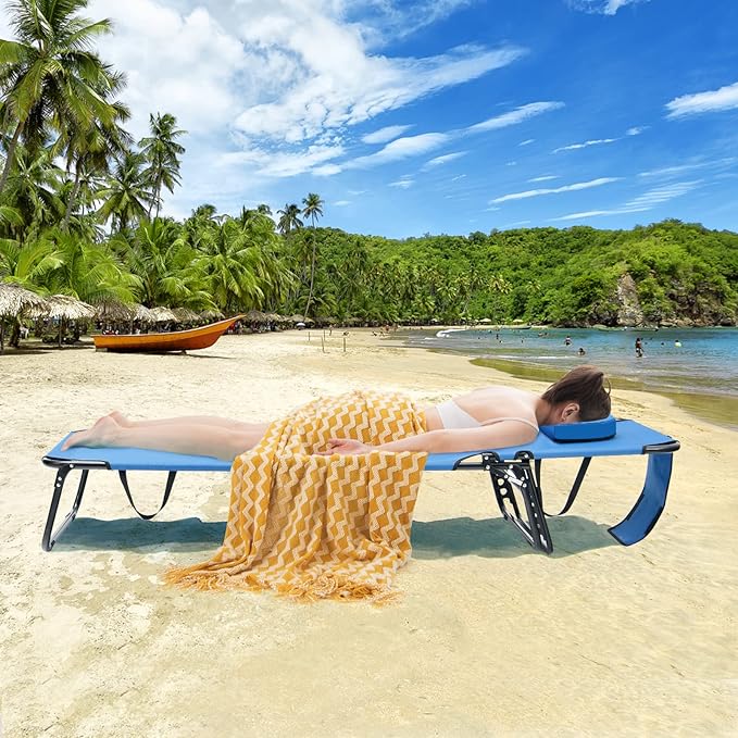 GYMAX Tanning Chair, 350lbs Beach Lounge Chair - Image 2