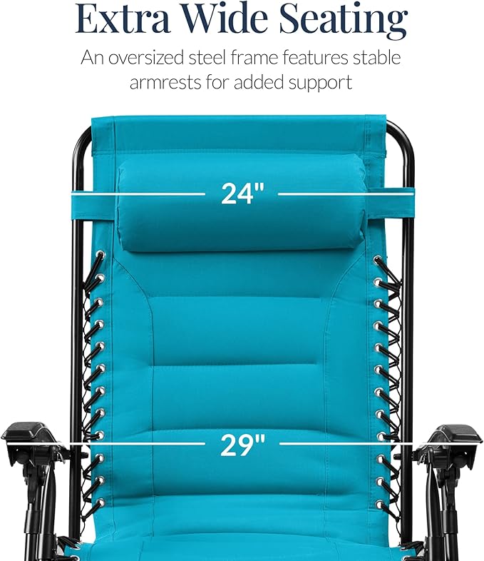 Best Choice Products Oversized Padded Zero Gravity Chair, Folding Outdoor Patio - Image 3