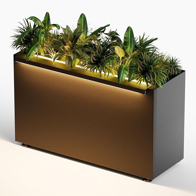 GSK 30" L Black LED Metal Planter Rectangle Flower Box Light Strips ×2 - Image 3