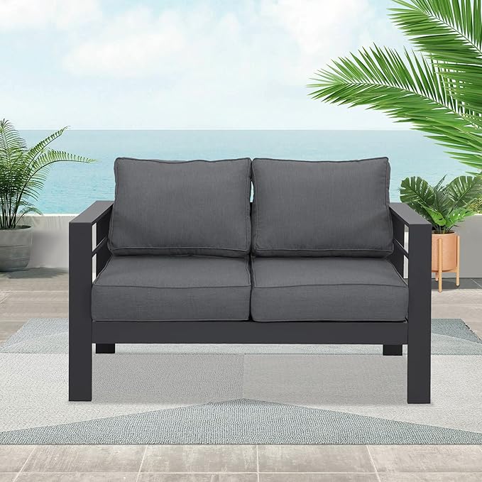 Wisteria Lane Patio Furniture Aluminum Loveseat, All-Weather Outdoor 2 Seats - Image 7