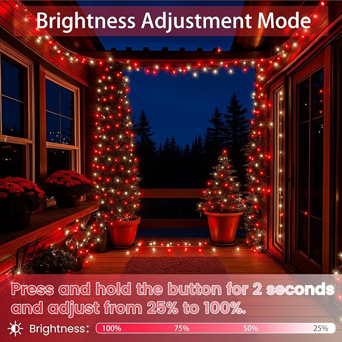 Upgraded Connectable 200 LED String Lights Indoor Outdoor, 66FT Red and White - Image 4