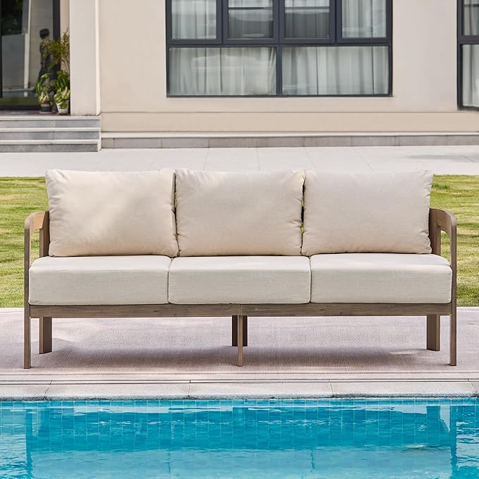 Outdoor Couch Aluminum Patio Furniture, 3-Seat All-Weather Metal Modern Patio - Image 8