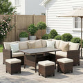 Wisteria Lane 7 Piece Patio Furniture Set, High Curved Back Wicker Patio by WisteriaLane