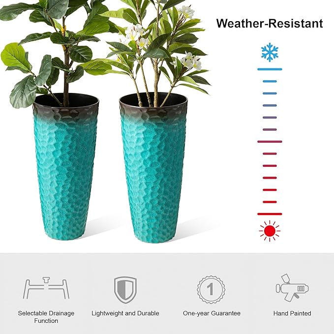 Glitzhome 31" H Oversized Tall Planter, Round Large Flower Pots - Image 3