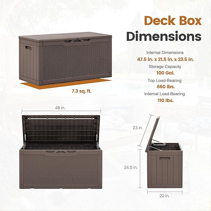 Greesum 100 Gallon Resin Patio Storage Box - Image 6