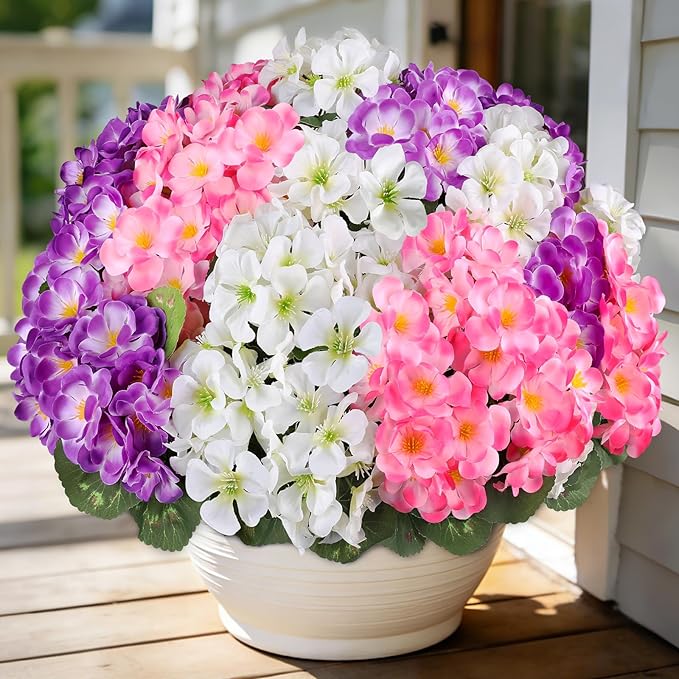 Artificial Geraniums Flowers for Outdoors, 6 Bundles Realistic Silk Fake - Image 8