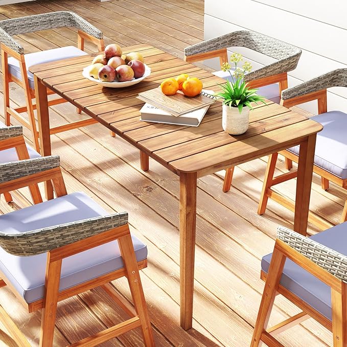 Tangkula 54" Acacia Wood Patio Dining Table - Image 4