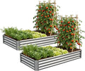 Galvanized Raised Garden Bed, Outdoor Planter Box Metal Patio Kit Planting Bed by Anmiro