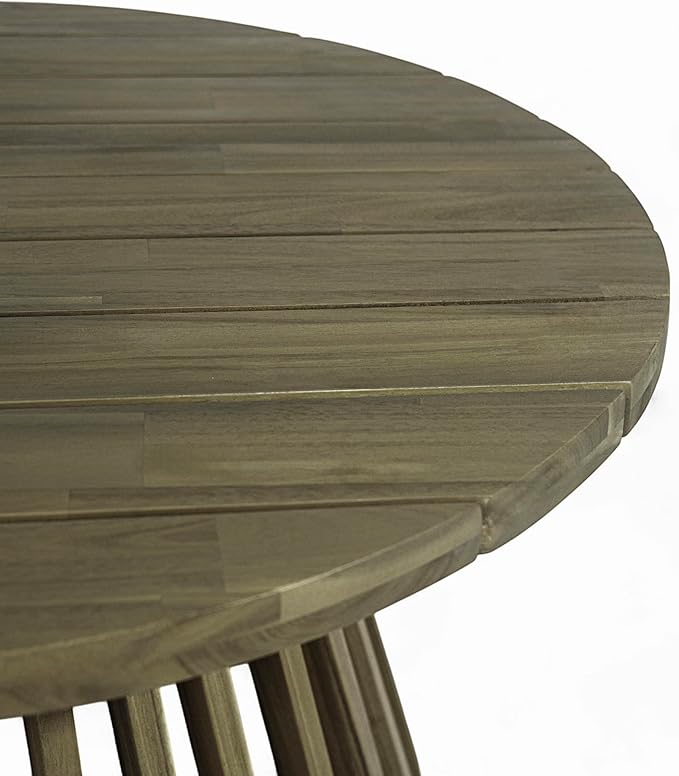 Merax Patio Outdoor Acacia Wood Round Coffee Table - Image 5