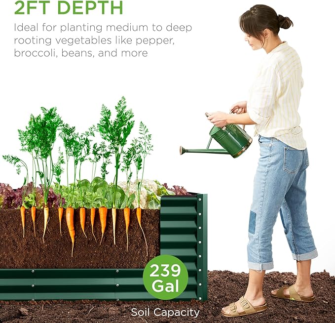 Best Choice Products 8x2x2ft Raised Outdoor Metal Garden Bed, Deep Root Box - Image 4