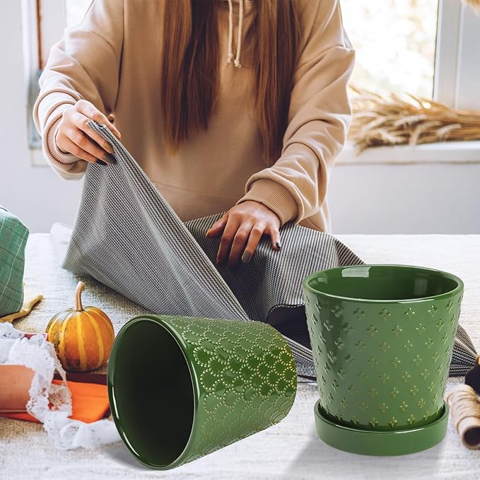 EFISPSS Ceramic Plant Pots, 5 Inch Planters - Image 7