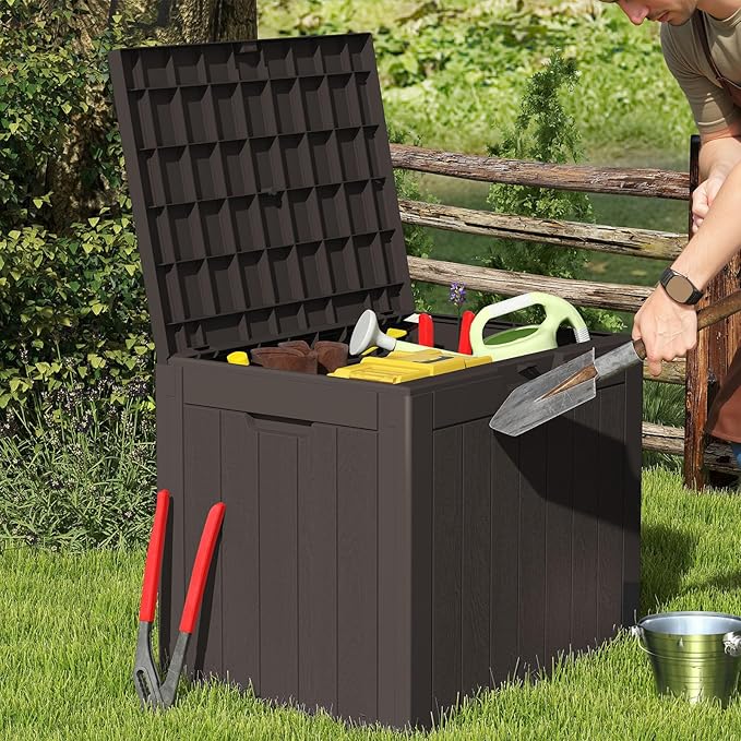 Sweetcrispy Deck Box with 31 Gallon Capacity, Weatherproof Resin Lockable - Image 4