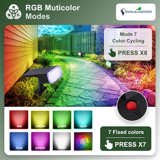 DINGLILIGHTING Solar Lights Outdoor Waterproof: IP65 Led Spot Light Decorations - Image 4
