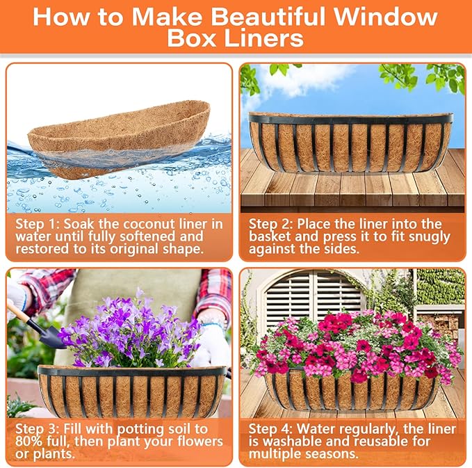 Legigo 2PCS 36 Inch Natural Trough Coco Coir Liners Planters Replacement - Image 4
